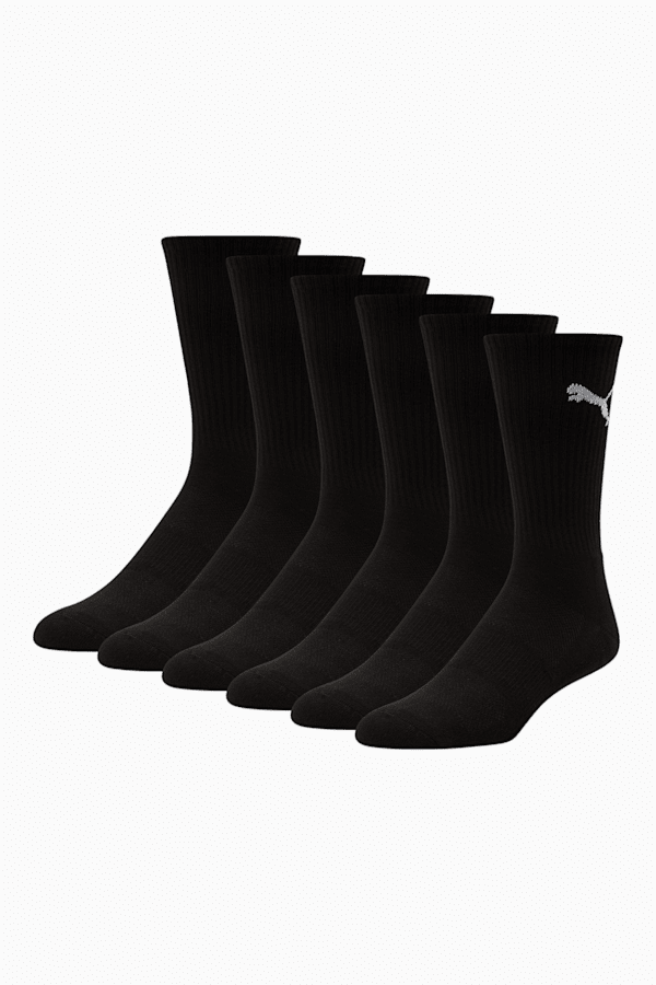 Half-Terry Crew-Length Socks [6 Pack], BLACK / WHITE, extralarge